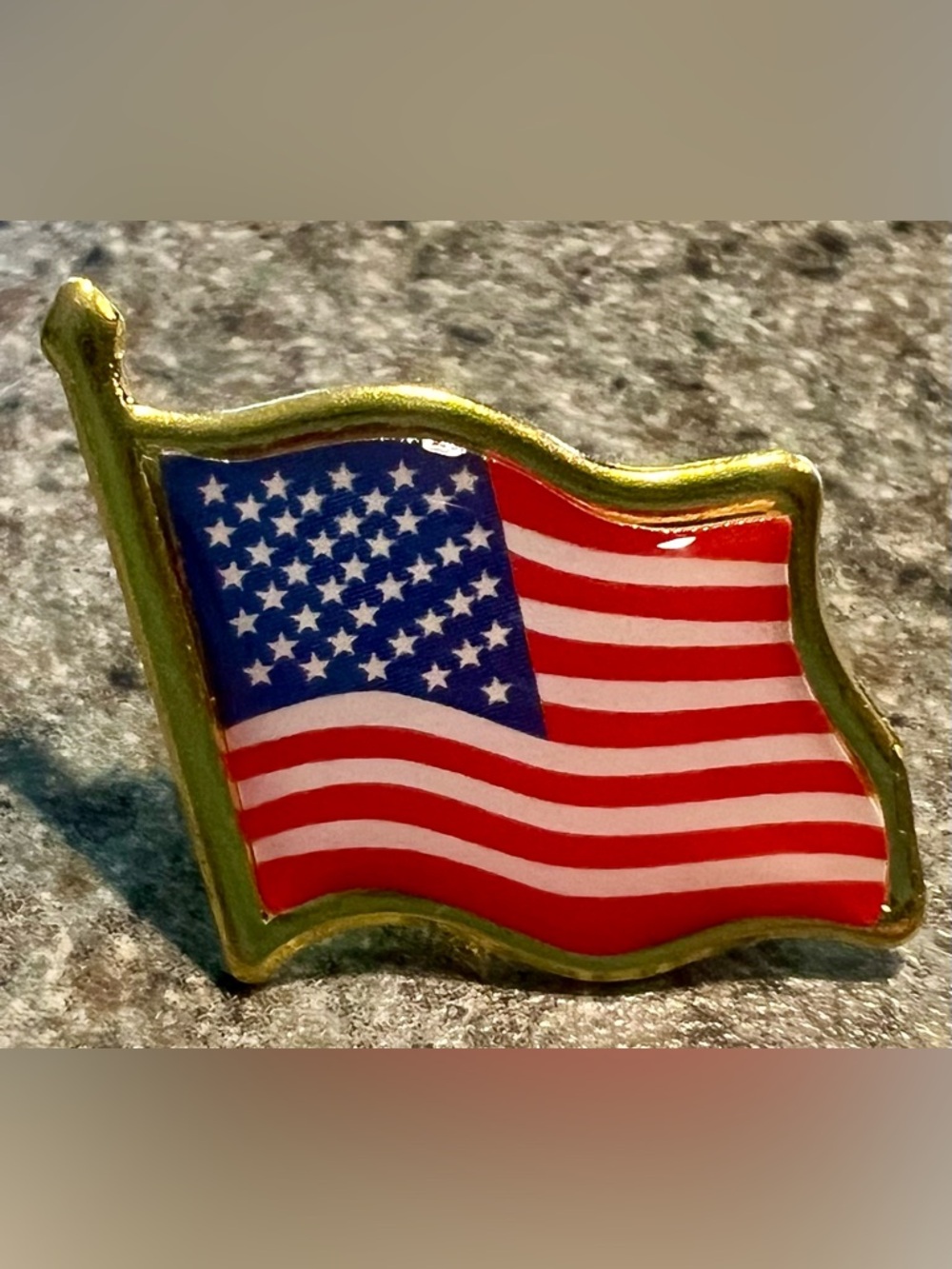 USA Flag Pin with Gold Trim, American Flag Lapel Pin New in bag